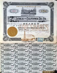米国、セデーリアおよびカリフォルニア石油会社の株券、1901