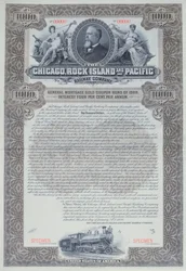 シカゴ、ロックアイランドアンドパシフィックレイルウェイカンパニー、1898年の1000ドルの標本債券