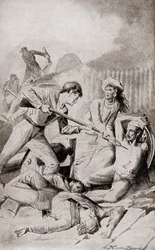 1832年のクアラ・バトゥーの戦い（1905年出版の『わが祖国の歴史』より）（リトグラフ