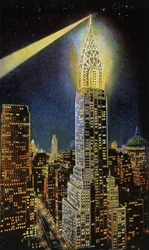 夜のクライスラー・ビル、ニューヨーク、1929年頃（絵葉書）