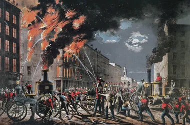 The Life of a Fireman (New York Volunteer Fire Department)」（Currier & Ives社刊