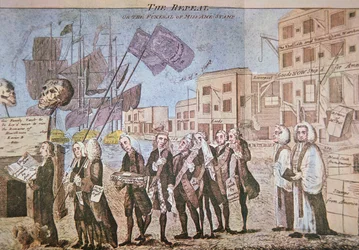 The Repeal, or the Funeral Procession of Miss Ame-Stamp』。
