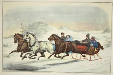 そりレース、パブ。 1859年、キュリアーとアイブス