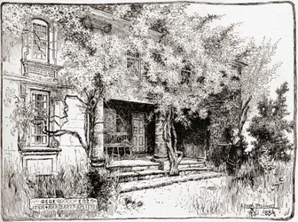 フィラデルフィア近郊のジョン・バートラムの家（1884年発行の「The Century Illustrated Monthly Magazine」より）（木版画