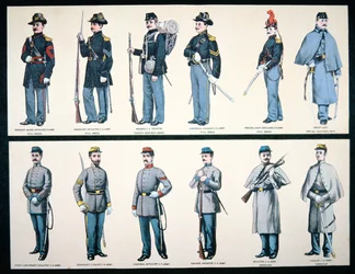 北軍と南軍の軍服（カラーリトグラフ