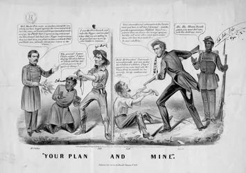 あなたの計画と鉱山、Currier and Ives、ニューヨーク、1864年発行
