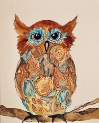 カラフルで遊び心あふれるフクロウ