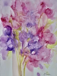 夢のような水彩の花々