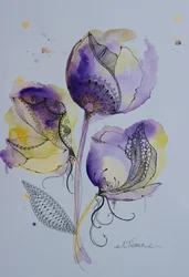 優雅な水彩画風の花の落書き