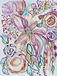鮮やかな抽象的な花々