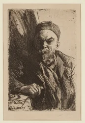 詩人ポール・ヴェルレーヌ（1844-1896）の肖像 - Zorn, Anders Leonard（1860-1920） - 1895 - エッチング - 23,7x16 - 個人蔵