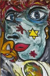 BLUE GIRL WITH STAR OF DAVID, 2012（木枠に張られたジュート・キャンバスにアクリル絵の具）