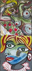 EXPRESSIONIST NUDE AND CUBIST PORTRAIT, 2012（木枠に張られたジュート・キャンバスにアクリル画）