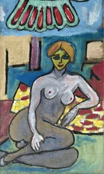 FEMALE NUDE WITH YELLOW FACE, 2012（木枠に張られたジュート・キャンバスにアクリル絵の具）