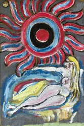 NAKED LYING IN THE SUN, 2012（木枠に張られたジュート・キャンバスにアクリル絵の具）