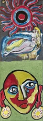 NUDE AND FACE, 2012（ジュート・キャンバスにアクリル、木枠に張った作品）