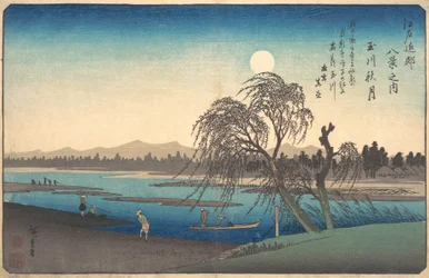 多摩川の秋の月。 1838年頃。 1838年。
