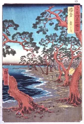 19世紀の湖畔の木々