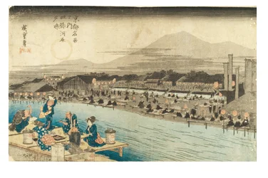 四条河原夕涼み 京都名所シリーズより 1833-1834年頃 木版・紙