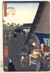 筋界門内（34）（筋界御門内）（有色木版画）