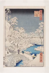 目黒太鼓橋・夕日の丘」（カラー木版画
