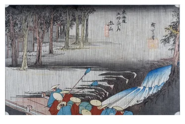 第50回 「津比山・春の雨」 江戸時代 1833-34年頃 木版・紙