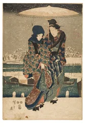 江戸名所四季図会 隅田川の雪 1847-1852年頃 木版・紙