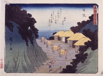 日坂駅26番地（色木版画）