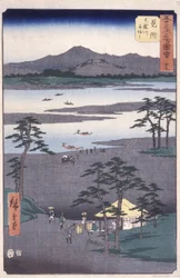 Estação 29, Mitsuke (impressão colorida em xilogravura)