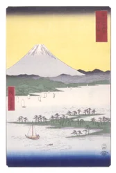 The Pine Woods Of Miho In Suruga Province (Suruga Miho No Matsubara) (colour woodblock print)