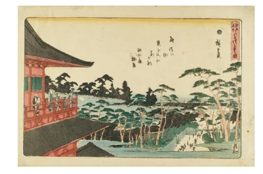 芝の増上寺 江戸名所シリーズより 1840-1844年頃 木版・紙
