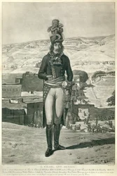 1798年のエジプトのキャンペーン中のルイチャールズアントワーヌデサイクス将軍の足元の肖像画