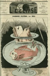 4月の魚、魚はAdolphe Thiers（1797-1877）。4月1日付ギル社「L