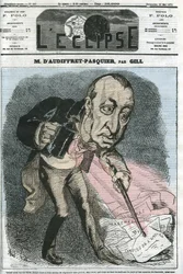 オーディフレット・パスキエ公爵エドム・アルマン・ガストン（1823-1905）、フランスの政治家。5月26日付ジルの「日蝕」での表紙
