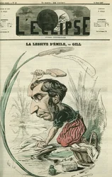 エミール・オリヴィエ（1825-1913）、フランスの政治家。3月14日付のギル社「日蝕」の表紙