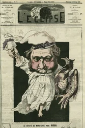 ウジェーヌ・ルエール（1814-1884）、フランスの政治家、ボナパルティスト党の指導者。ジルによる『レクリプス』の表紙、2月25日