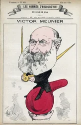 科学ジャーナリストで、科学の普及に尽力したアメデ＝ヴィクトル・ムニエ（1817-1894）の肖像。パリ、ギルの漫画。