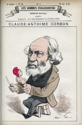フランスの上院議員、クロード・アンタイム・コーボン（1808-1891）の肖像。The Men of Today "に掲載されたギルの漫画。