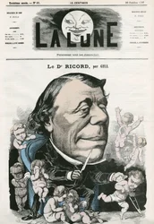フランス人医師リコルドの肖像。ギルの漫画、「La Lune」10月20日号掲載