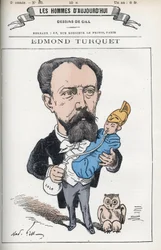 Edmond Henri Turquet (1836-1914)の肖像。彼はフランスの政治家で、1871年から1889年までエイスン地方の副官を務めた。パリのGillによる漫画。
