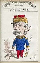 ジャン・ジョセフ・フレデリック・アルベール・ファール（1816-1887）の肖像。フランスの軍人で、1870年に将軍に任命され、陸軍大臣を務めた。パリのギルによる漫画。