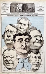 演劇作家のレオンス、ベルテリエ、ポピー・カデ、デュプイ、プラドー、バロンの肖像画。1875年12月19日付「L
