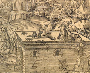 アケルデマッハのキリスト教墓地、アンドレ・テベ（1504-1592）の『Cosmographie universelle』からの彫刻、パリ