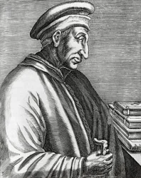 イタリアの政治家、エルダーことコジモ・デ・メディチ（1389-1464）の肖像、『輝ける男たちの真実の肖像』からのエングレーヴィング