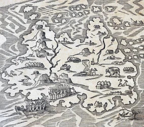 アンドレ・テヴェ（1504-1592）の『万国宇宙論』からの版画、トリニティ島、パリ