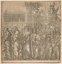 ユリウス・カエサルの勝利：男、女、子供の行列