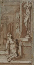 サン・ミニアートの十字架上のキリストは、聖ヨハネ・ガルベルトに向かって頭を傾けます