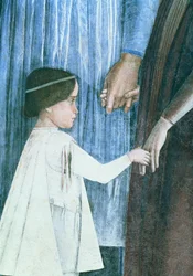フランチェスコゴンザーガ枢機卿の到着：Camera degli SposiまたはCamera Pictaからの弟の1人の詳細、1465-74年の78449のフレスコの詳細