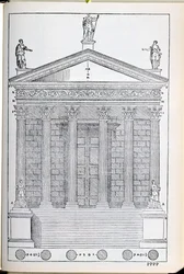 ニーム神殿の標高、パラディオが1570年に出版した「I Quattro Libri dell&39;Architettura」のファクシミリコピーからのイラスト
