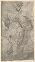 聖ヤコブ大佐、左手に杖、右手に「Christ and th...」の本 1548-50。